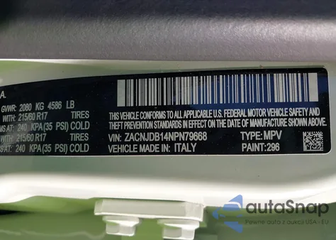 2022 Jeep Renegade Latitude 4X4 из США, поврежденный, VIN ZACNJDB14NPN79668